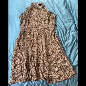 Leopard print high neck dress